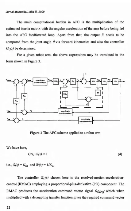 Figure 3 The AFC scheme applied to a robot arm