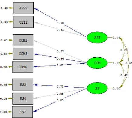 Figure 2: PSM 8-item Configurative Model with Standardized Factor Loadings 