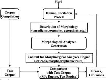Figure 1 The elicit-build-test paradigm for bootstrapping a morphological analyzer. 