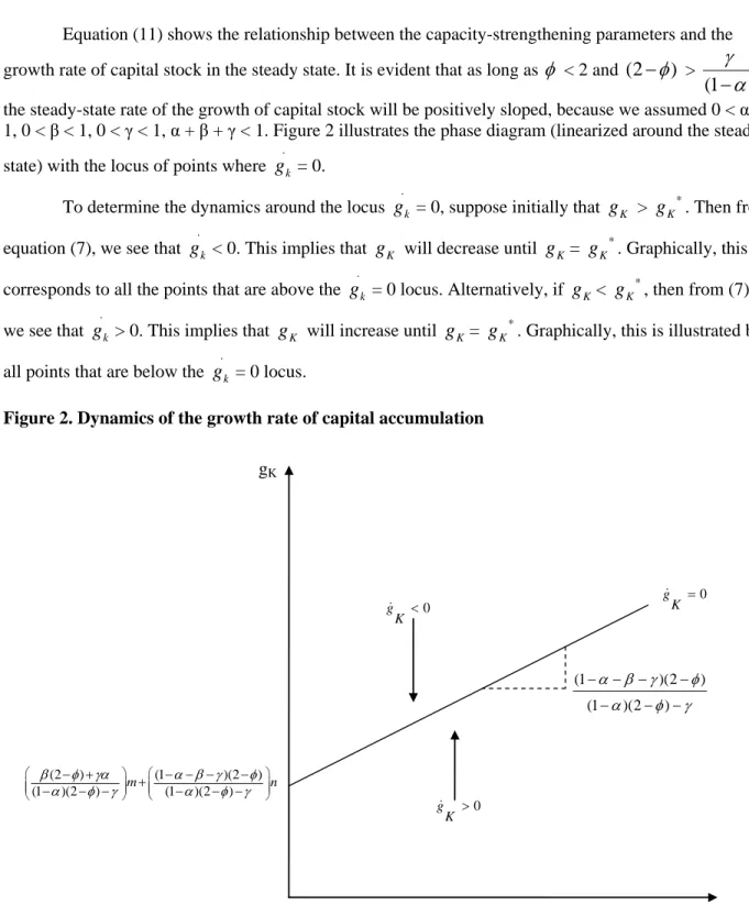 Figure 2. Dynamics of the growth rate of capital accumulation 
