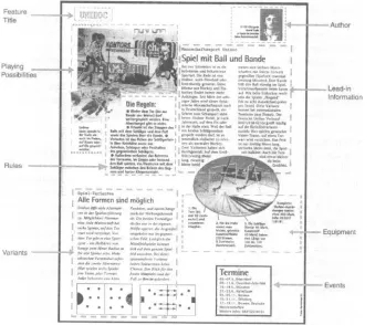 Figure 7 An original page for analysis. Source: 'Fit for Fun' 5:p92 (1995). The page is annotated here to show the major layout units