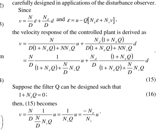 Fig. 2.  Structure of the control system with the proposed digital disturbance observer