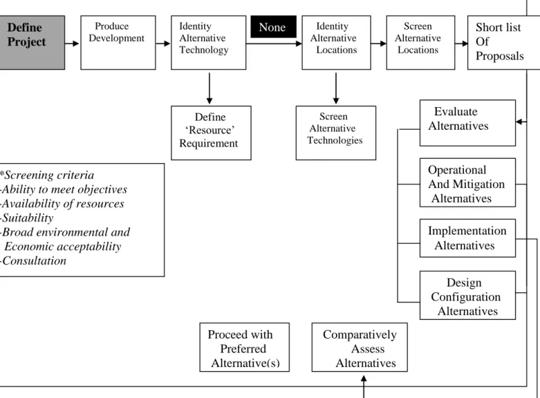 Figure 2.5: Stages in the analysis of alternatives  Source: Jones, 1999: 220 