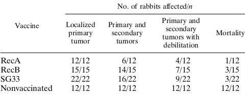 FIG. 5. Serum anti-VP60 antibody response (ELISA) in rabbits vaccinatedi.d. with recombinant MVs (RecA or RecB) that express RHDV VP60