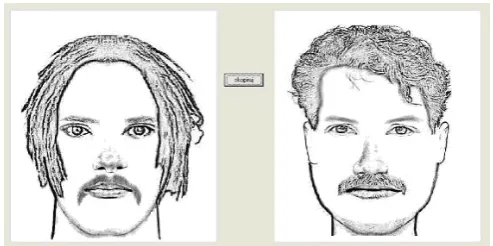 Figure 6 shows the generated first generation. Two options have been chosen, not to use a beard and to be without wrinkles