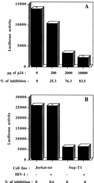 TABLE 2. HIV-1-induced repression of LTR-driven luciferase activity in the presence or absence of the viral Tat protein