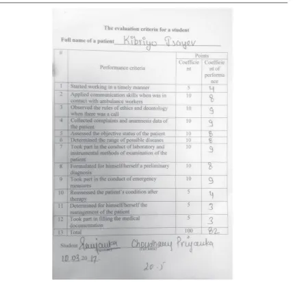 fig. 1. the evaluation criteria for a student