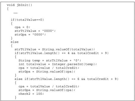 Figure 6 : Code segment to handle the calculation of cpa. 
