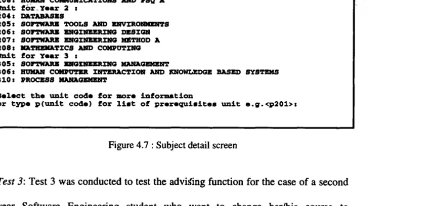 Figure 4.7 : Subject detail screen