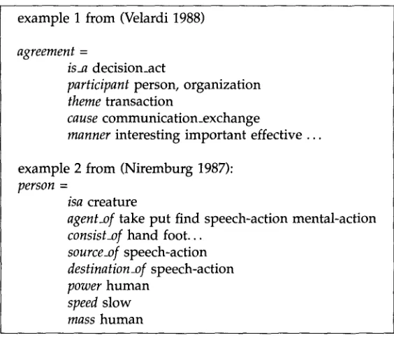 Figure 2 Examples of collocative meaning representation in the literature 