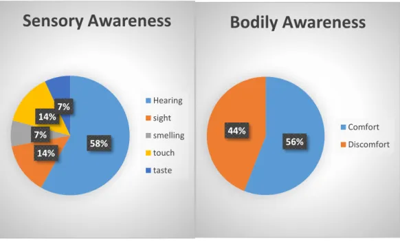 Figure 4.3: Charts of sensory and bodily awareness sensations of the first case  study