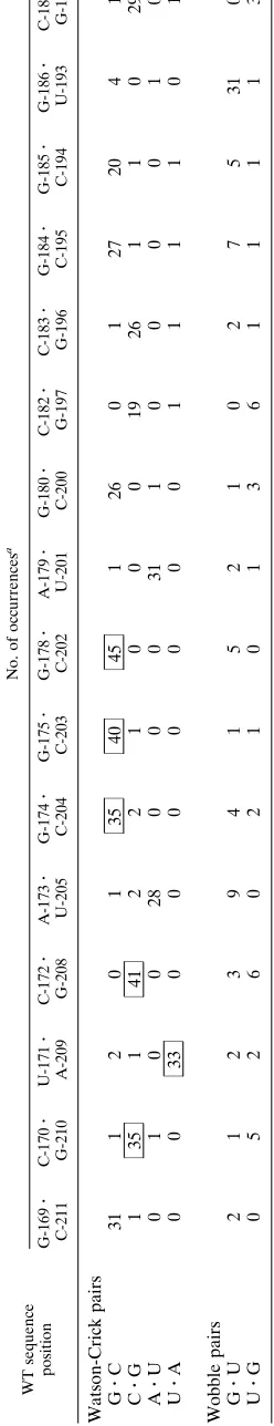 TABLE 2. Canonical and wobble pairs from the ﬁnal cycle of selection