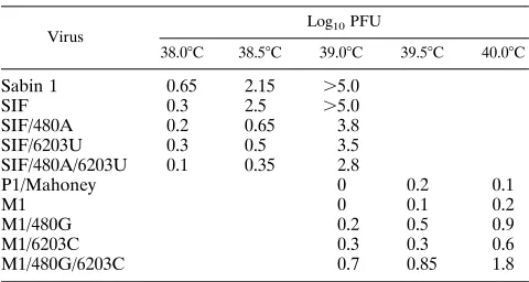 TABLE 3. Temperature sensitivity of vaccine, wild-type,and recombinant virusesa