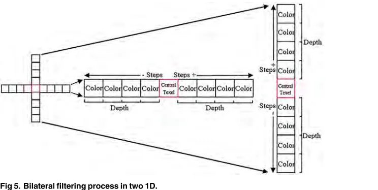 Fig 5. Bilateral filtering process in two 1D.