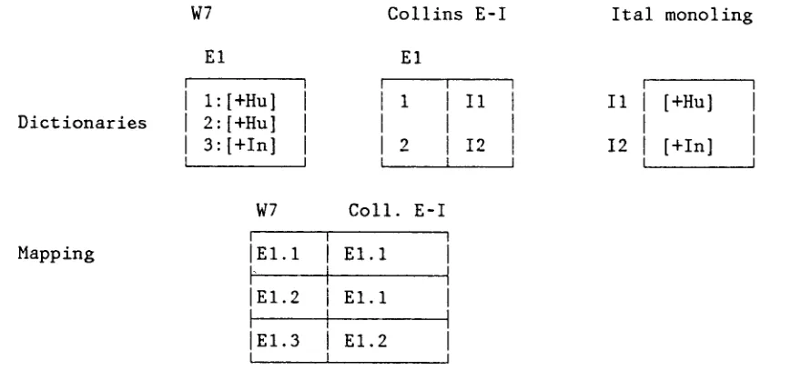 Figure 6. Mapping from Webster's Seventh to Collins English-Italian. 