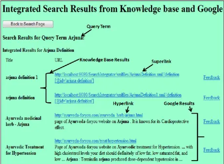 Figure 3: Integrated Search Results from Knowledge Base and Google 