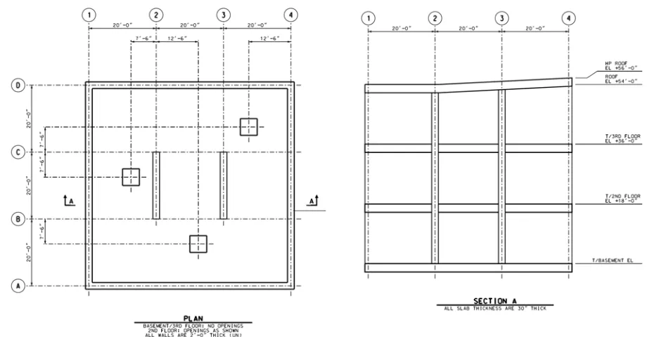 Figure 4: Model floor plan and elevation.    