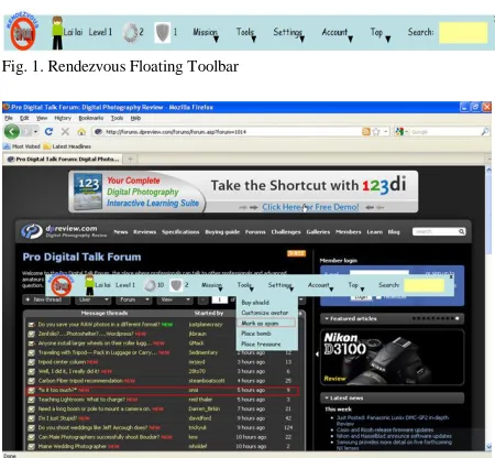 Fig. 1. Rendezvous Floating Toolbar  