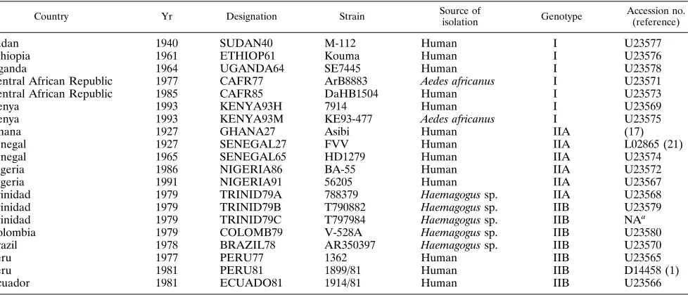 TABLE 2. Oligonucleotide primers used to amplify and sequence YF virus E protein genes