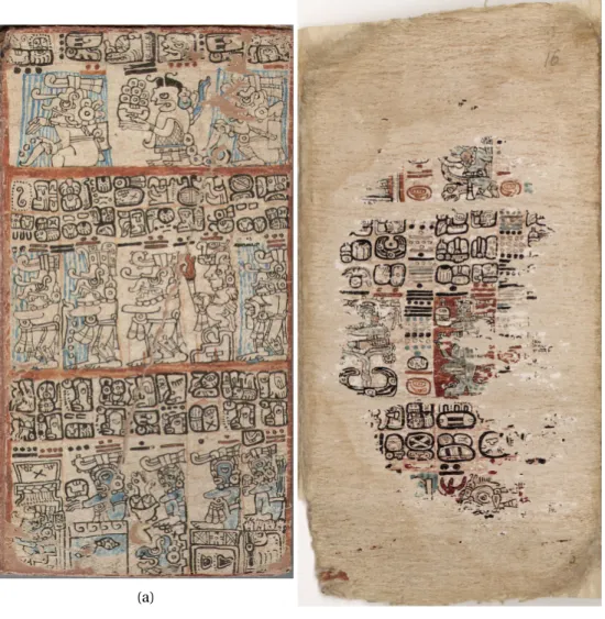Figure 2.1 – High resolution scans of sample pages from two genuine Maya codices (see Fig