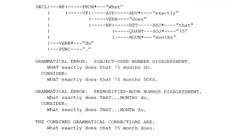 Figure 15. Two faulty error diagnoses; inappropriate parse. 