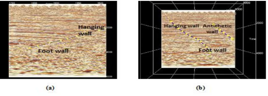 Figure 3 shows the faults interpretation from the seismic section. Figure 4 shows the interpretation of the direct hydrocarbon indicators from the selected inline of the seismic data