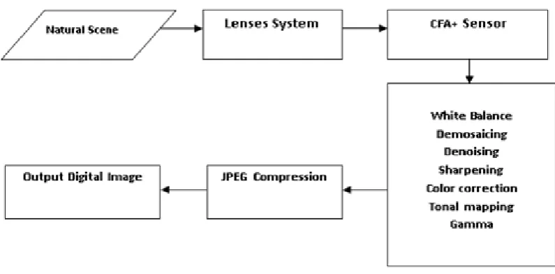 Figure 1.1 Processing pipeline diagram inside digital cameras 