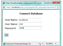 Fig. 8 (a). The connect Database popup 