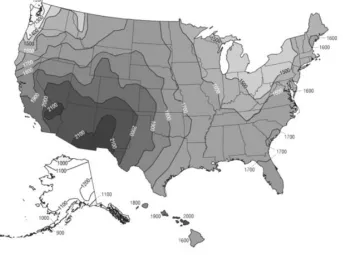 Figure 4.2: Map of expected kWh produced per kW-year [75] 