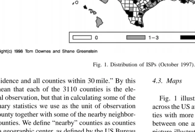 Fig. 1. Distribution of ISPs (October 1997).