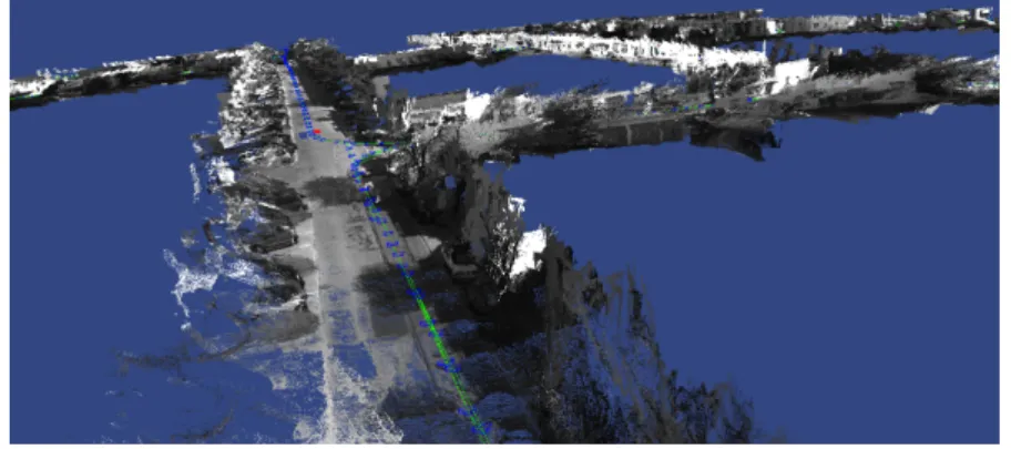 Figure 1.1: Resulting large scale 3D reconstruction of a complete SLAM framework in automotive driving scenarios - as will be described in Chapter 4.