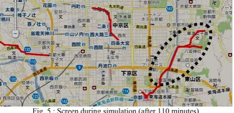 Fig. 5 : Screen during simulation (after 110 minutes) 
