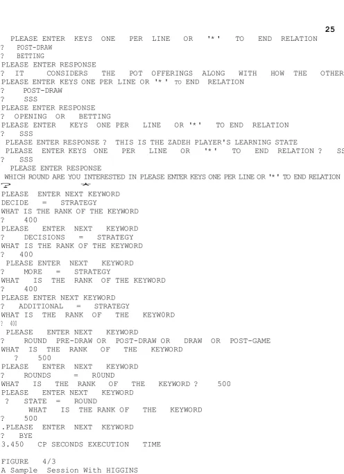 FIGURE   4/3 A Sample  Session With HIGGINS 