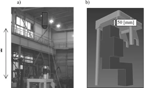 Fig. 7.  View of test stand (a) and geometrical model of DLV structure (b). 