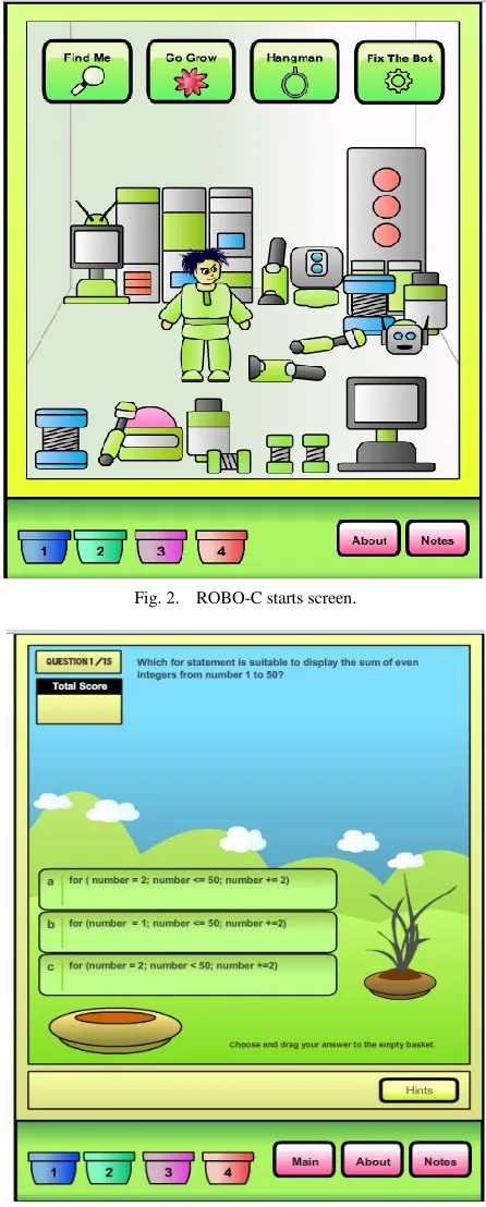 Fig. 2. ROBO-C starts screen. 