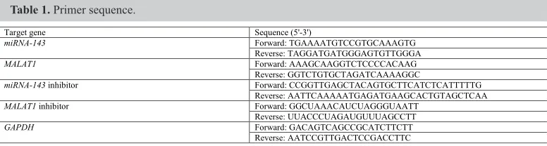 Table 1. Primer sequence.