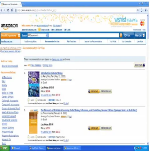 Fig.  5. Amazons’ interface for recommendations 