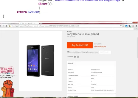 Figure 3: Snapshot for testing the other test scenario’s for Paytm.com 