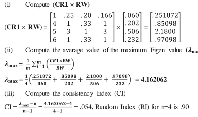 Table II The inner dependence matrix of CRs with respect to Easy to Install (CR1) (other customer needs which do not have an impact on Easy to Install are not included in comparison matrix) 