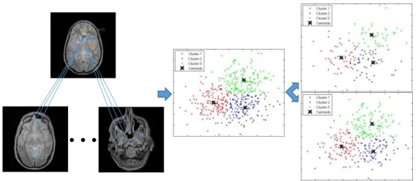 Fig. 2.3 Example of the clustering-based global redundancy model including cross-modal matching and self-similarity