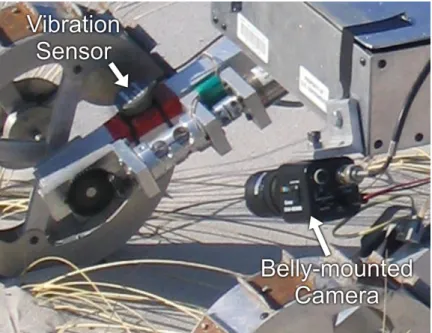 Figure 2-2. TORTOISE’s local sensor suite, with vibration sensor and belly-mounted camera 
