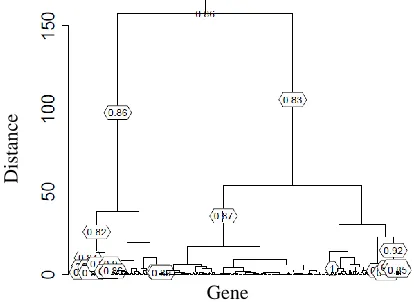 Figure 1   Dendrogram of hierarchical clustering and cluster stability using Wood dataset  