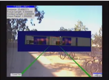 Figure 8 shows the use of zoom features. In this case,  the user has extended the cursor to a room in the most  distant of the three buildings, and then zoomed in to get  a closer look at the contents of the room