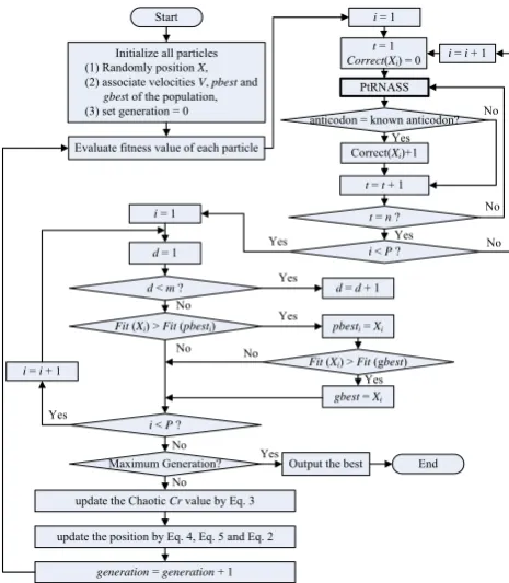 Figure 2.  CPSO parameter optimization for tRNA search flowchart. 