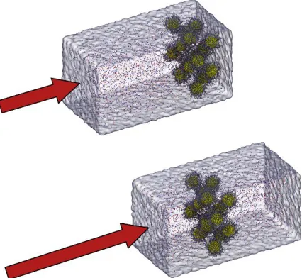 Figure 3. Illustration of testing methodology where water containing ionized species is forced through a bed of functionalized INPs