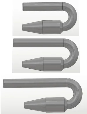 Figure 3-8: 25cm to 31 cm U-shaped jets 