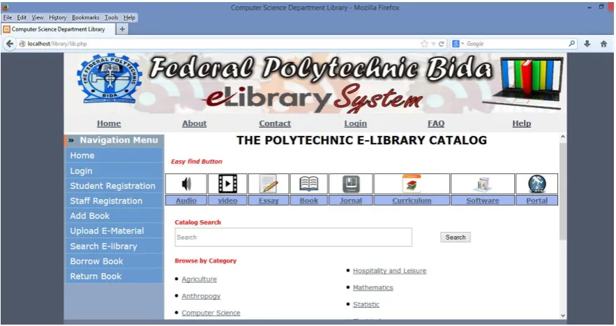 Fig. 3 E-library system Management Page 