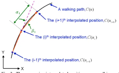 Fig. 3.  The successive interpolated positions on a walking path.