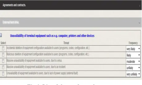 Fig 4: List of threats for each asset 