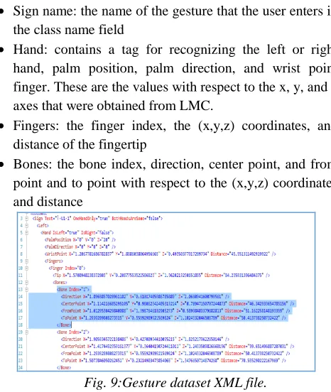 Fig. 9:Gesture dataset XML file. 